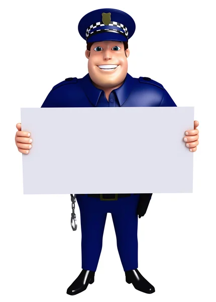 3D Rendered illustration of Police with white board — Stock Photo, Image