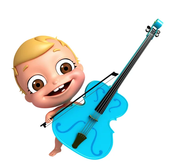 3D Render de bebê com violino — Fotografia de Stock