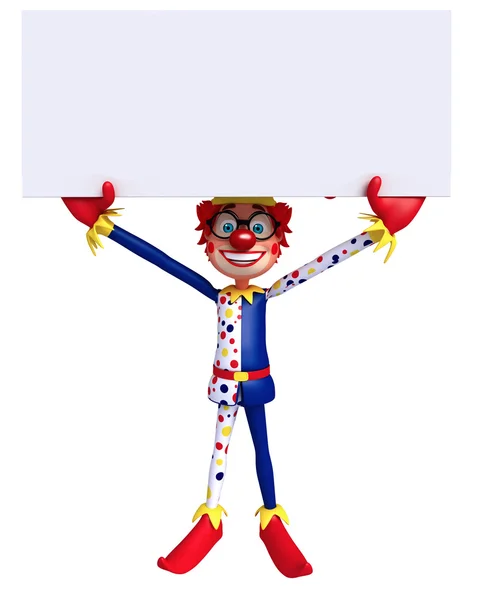 3D gerenderte Illustration eines schlanken Clowns mit weißem Brett — Stockfoto