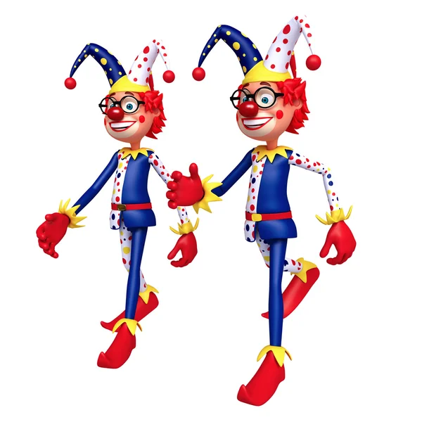 3D renderowane ilustracja szczupły clown działa i spacery poza — Zdjęcie stockowe