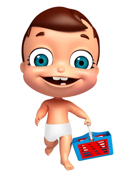 3D-Darstellung des Babys mit Korb — Stockfoto