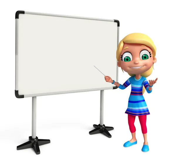 3D Render of Little Girl with white board — Stock Photo, Image