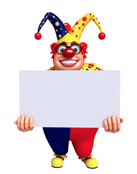 Illustration en 3D du clown du destin avec tableau blanc — Photo