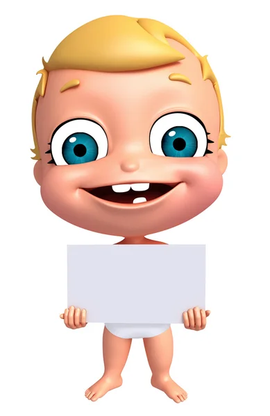 3D-Darstellung des Babys mit weißem Brett — Stockfoto