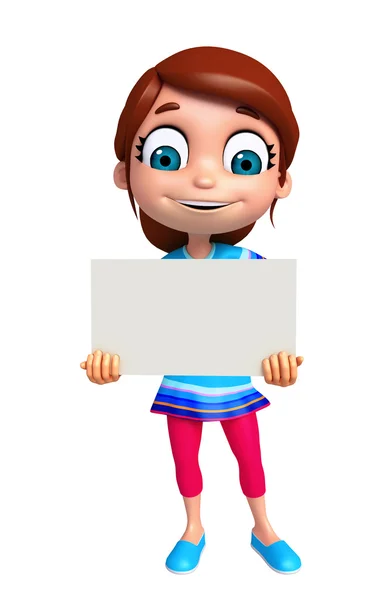 3D-Darstellung eines kleinen Mädchens mit weißem Brett — Stockfoto