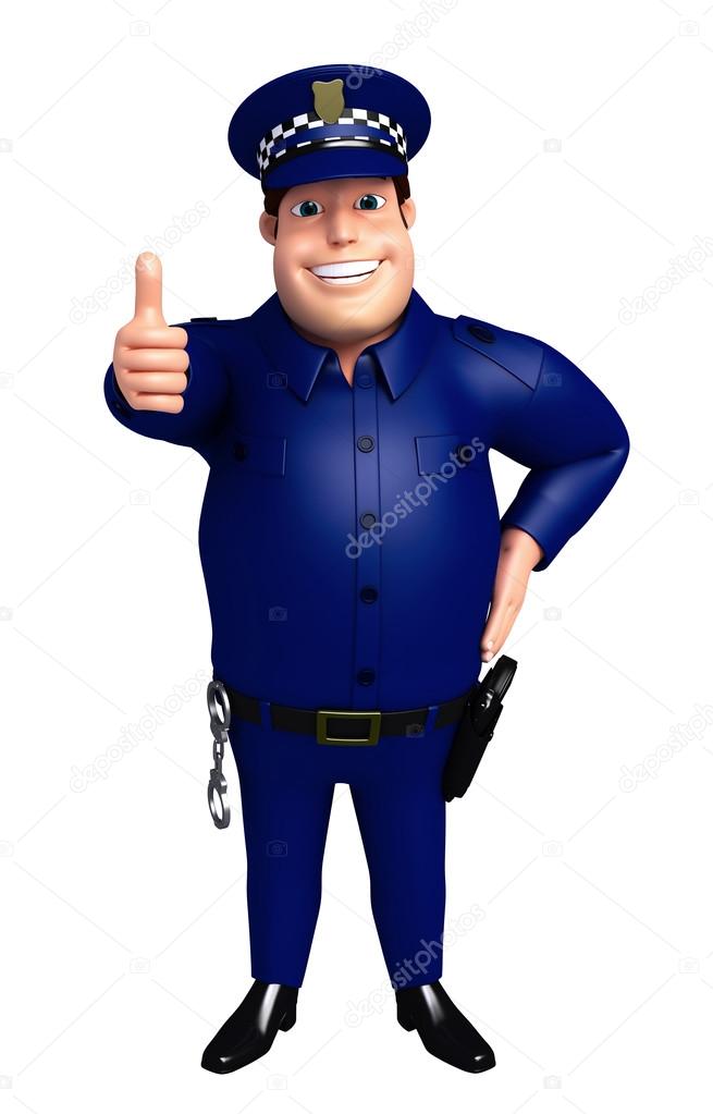 3D Rendered illustration of Police thumbs up pose