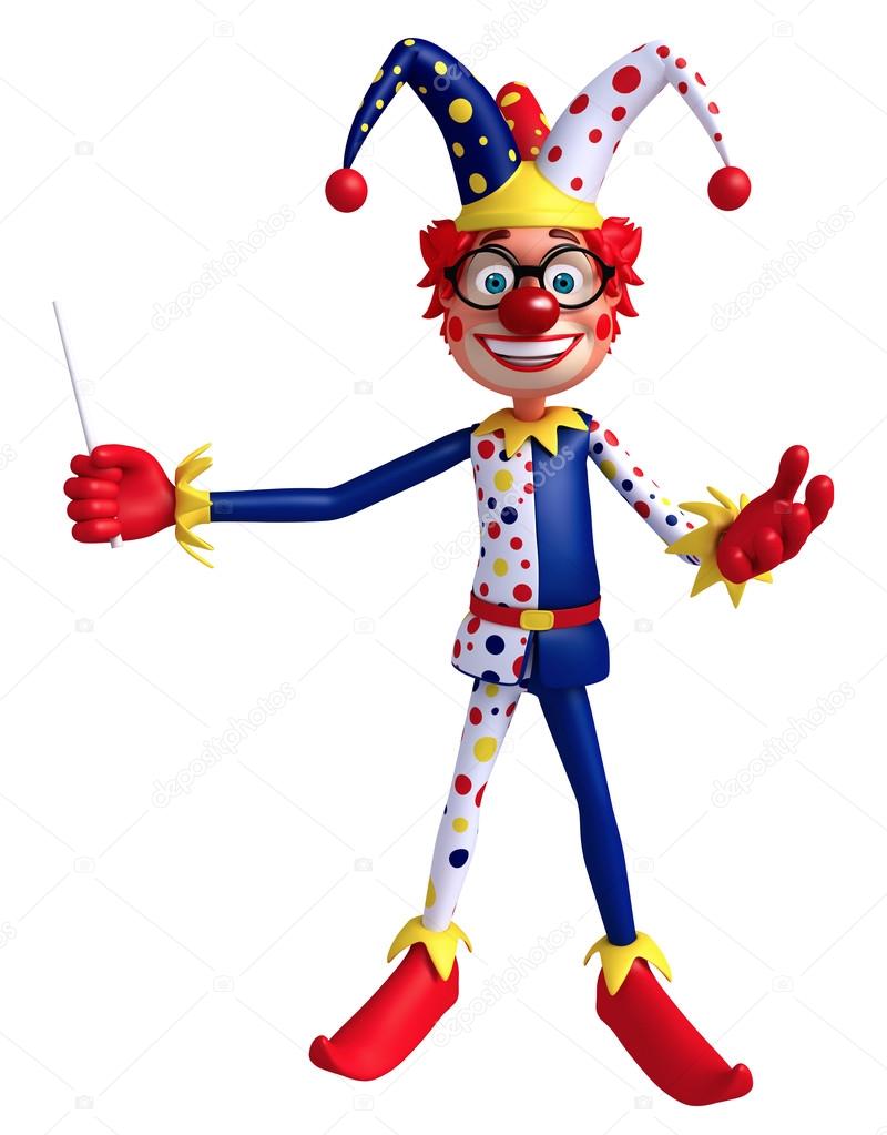3D Rendered illustration of slim clown pointing pose