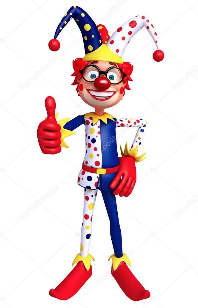 3D Rendered illustration of clown thumbs up pose