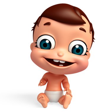Bebek oturma poz 3D render