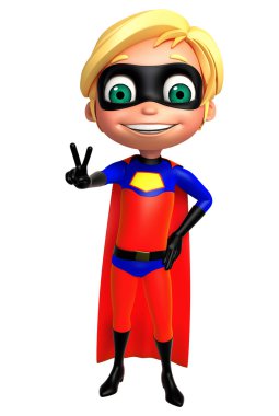 yakışıklı bir süper kahraman zafer olarak poz