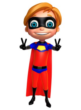 yakışıklı bir süper kahraman zafer olarak poz