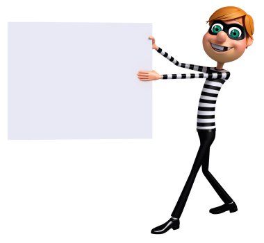 Hırsız 3D Rendered çizimi ile beyaz tahta