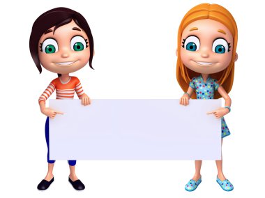 3D render, küçük çocukla beyaz tahta 