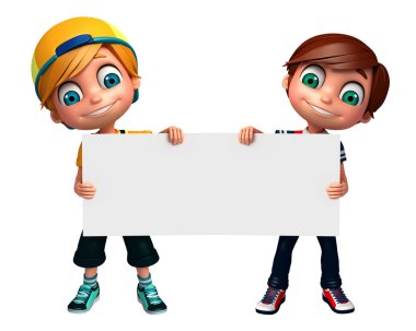 3D render, küçük çocukla beyaz tahta 