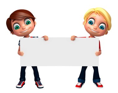 3D render, küçük çocukla beyaz tahta 