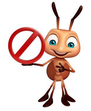 Karınca çizgi film karakteri dur işareti ile