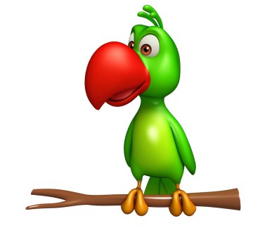 Papağan çizgi film karakteri oturmuş