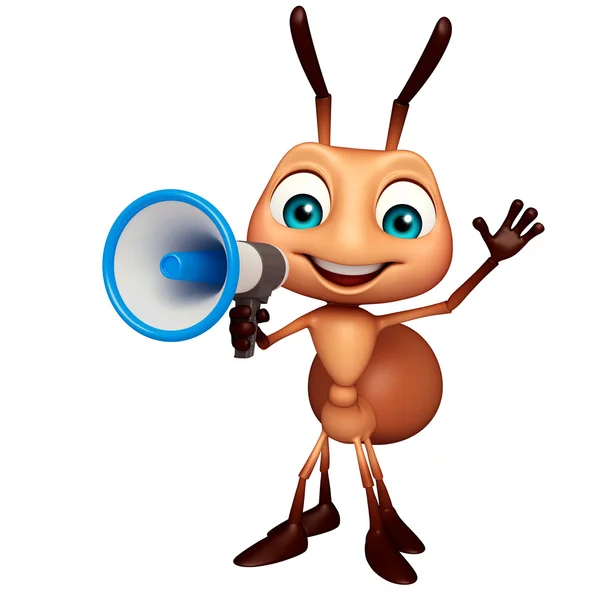 Divertido Ant personagem dos desenhos animados com alto-falante — Fotografia de Stock