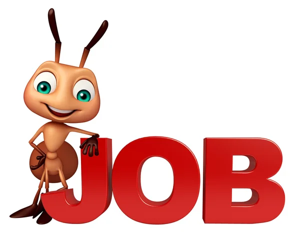 Şirin karınca çizgi film karakteri iş işareti ile — Stok fotoğraf