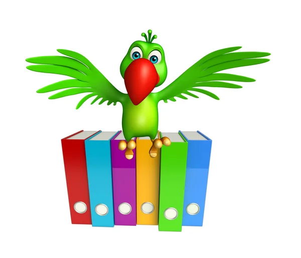 Papagáj rajzfilmfigura fájlokkal — Stock Fotó