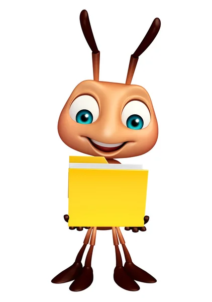 Ant cartoon character with folder — Stock Photo, Image