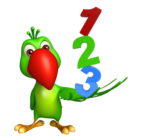 Персонаж попугая с 123 знаками — стоковое фото