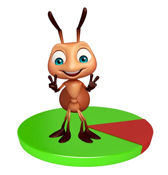 Divertido personaje de dibujos animados hormiga con signo de círculo — Foto de Stock