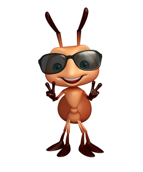 Lindo personaje de dibujos animados Ant con gafas de sol — Foto de Stock