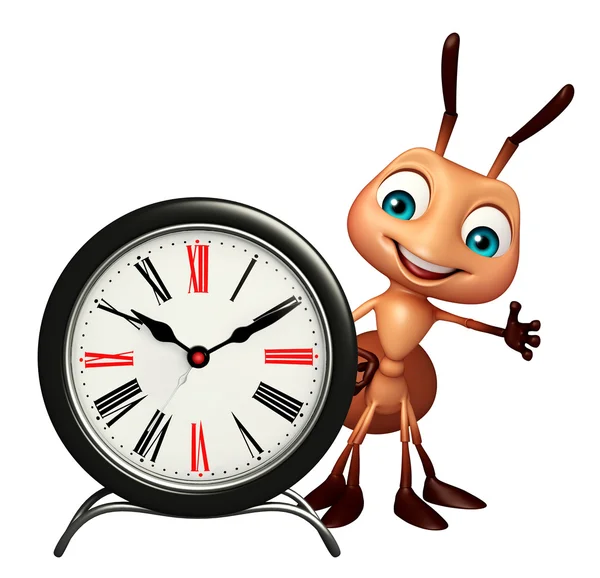 Personagem de desenho animado formiga com relógio — Fotografia de Stock