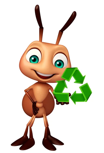 Kul Ant seriefiguren med recycle skylt — Stockfoto