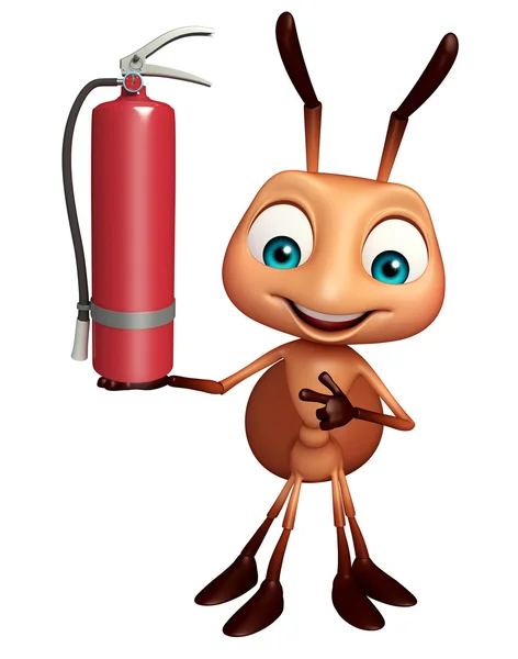 Divertido personaje de dibujos animados Ant con extintor de incendios — Foto de Stock