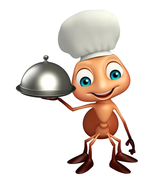eğlenceli karınca çizgi film karakteri chef şapka ve cloche