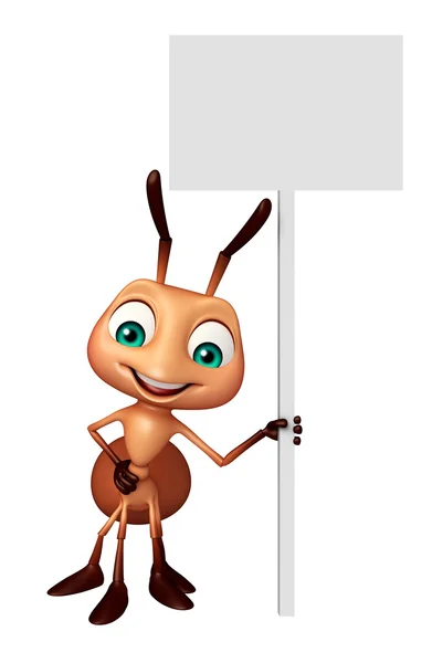 cute Ant cartoon character with white board