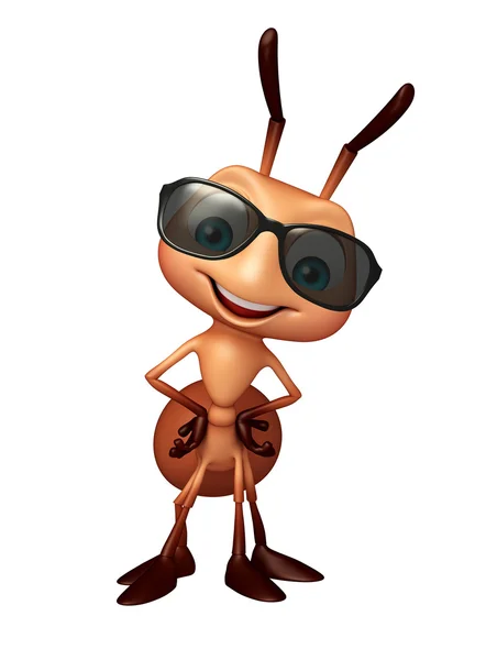 Schattig Ant stripfiguur met zonnebril — Stockfoto