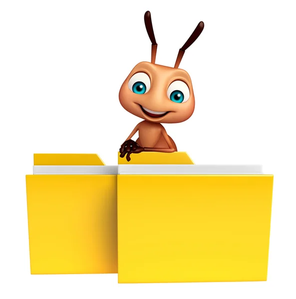 Personagem de desenho animado formiga com pasta — Fotografia de Stock