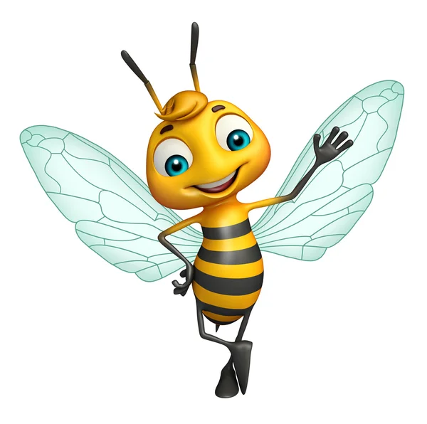 Lindo abeja divertido personaje de dibujos animados —  Fotos de Stock