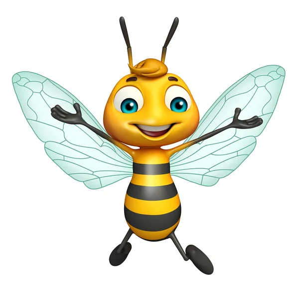 Lindo abeja divertido personaje de dibujos animados —  Fotos de Stock