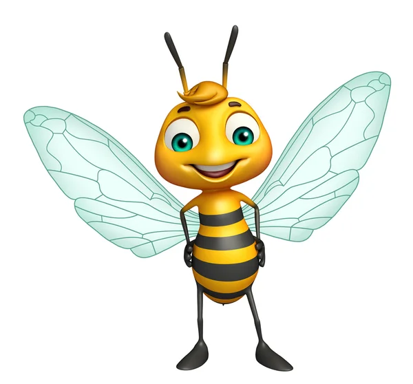 Lindo abeja divertido personaje de dibujos animados —  Fotos de Stock