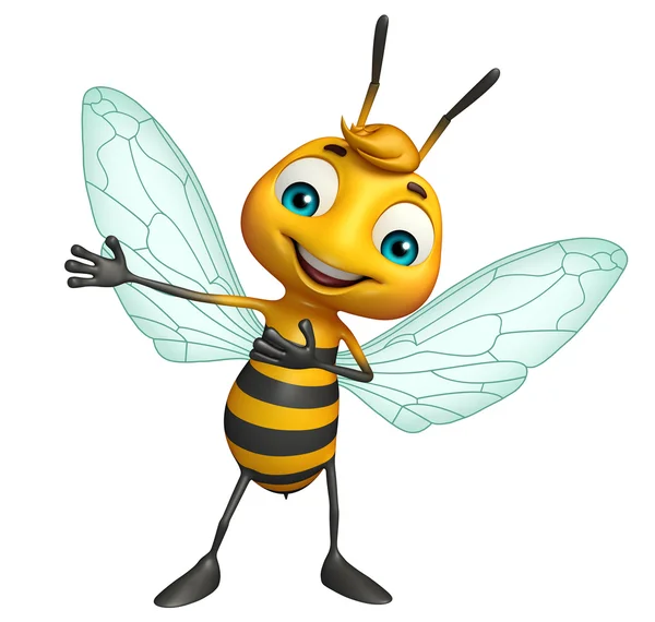 น่ารักผึ้งตลกการ์ตูนตัวละคร — ภาพถ่ายสต็อก