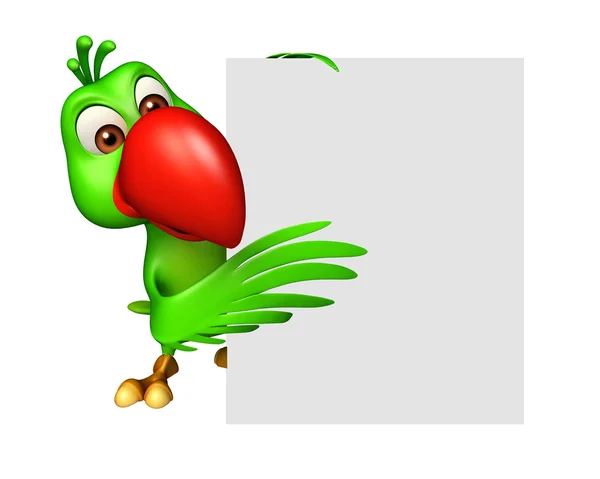 Fun Parrot cartoon character with board — Stock Photo, Image