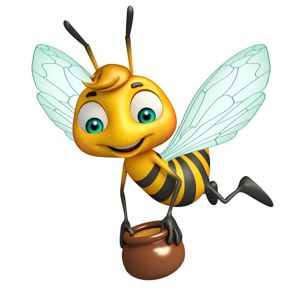 Söt Bee seriefiguren med honey pot — Stockfoto