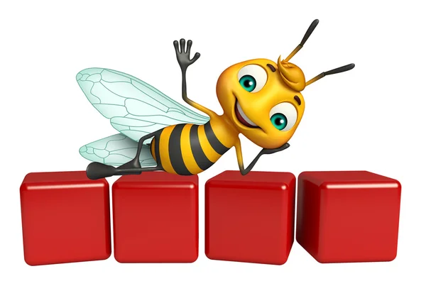 Ładny Bee charakter kreskówka z poziomu — Zdjęcie stockowe