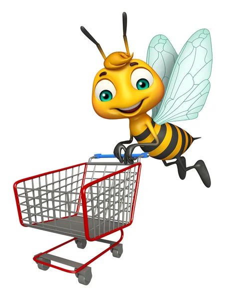 Μέλισσα χαρακτήρα κινουμένων σχεδίων με trolly — Φωτογραφία Αρχείου
