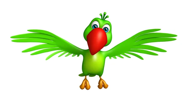 Flying Parrot cartoon character — Stock Photo, Image