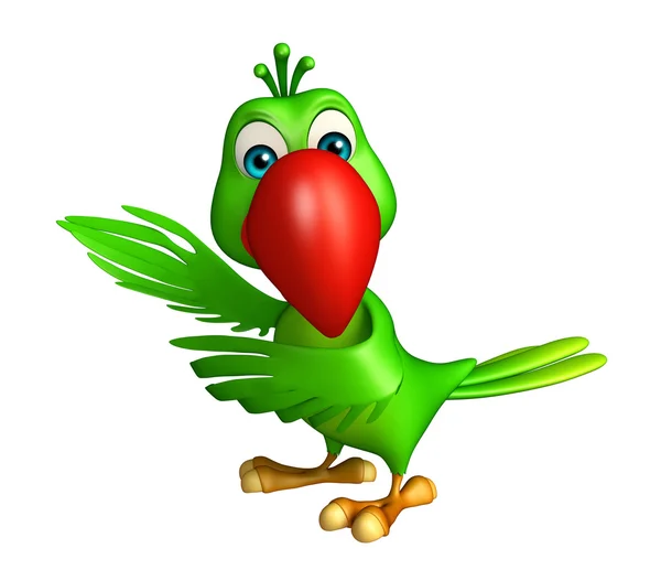 Pointing Parrot cartoon character — Stock Photo, Image