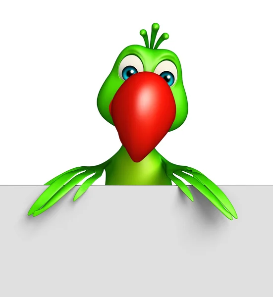 Vicces papagáj rajzfilmfigura ellátással — Stock Fotó