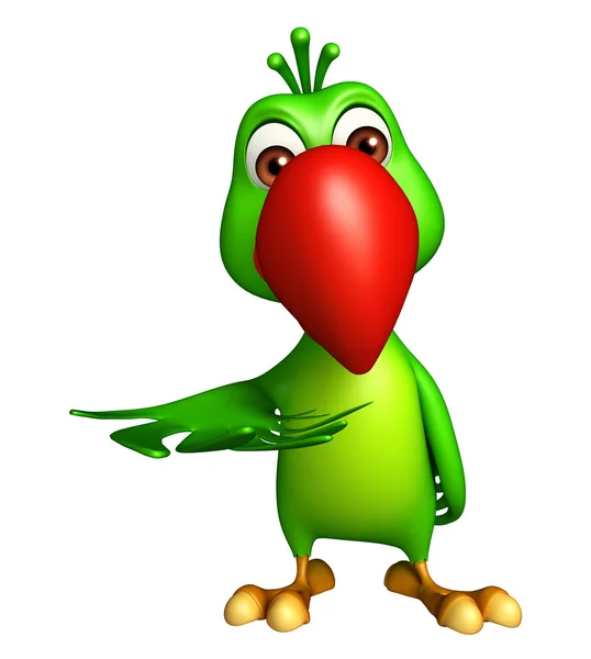 Segurar personagem de desenho animado papagaio — Fotografia de Stock