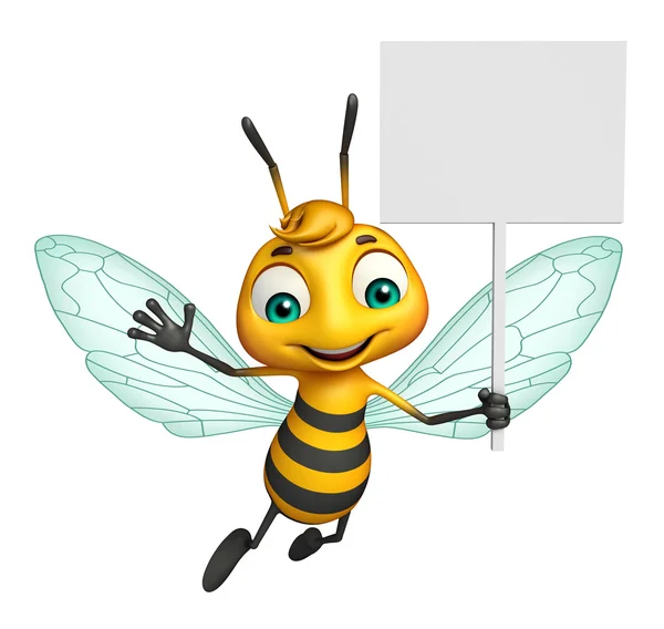 cute Bee cartoon character with white board
