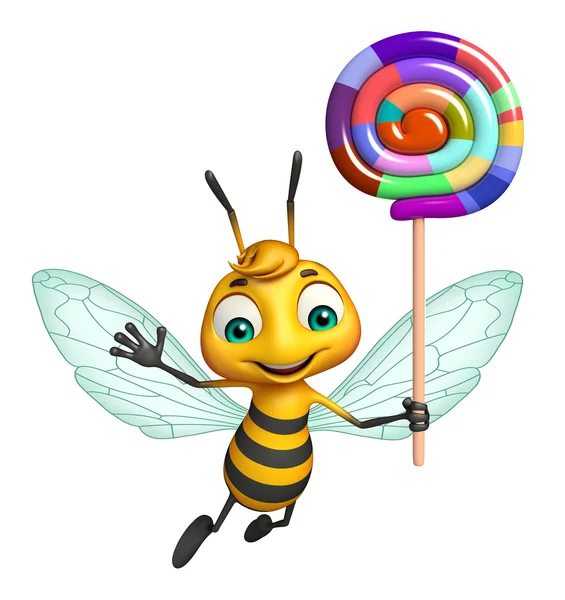 Bee cartoon character with lollypop