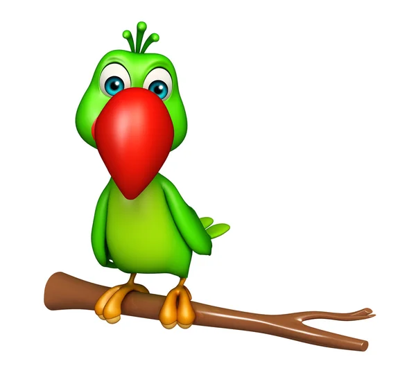 Seduto pappagallo personaggio dei cartoni animati — Foto Stock
